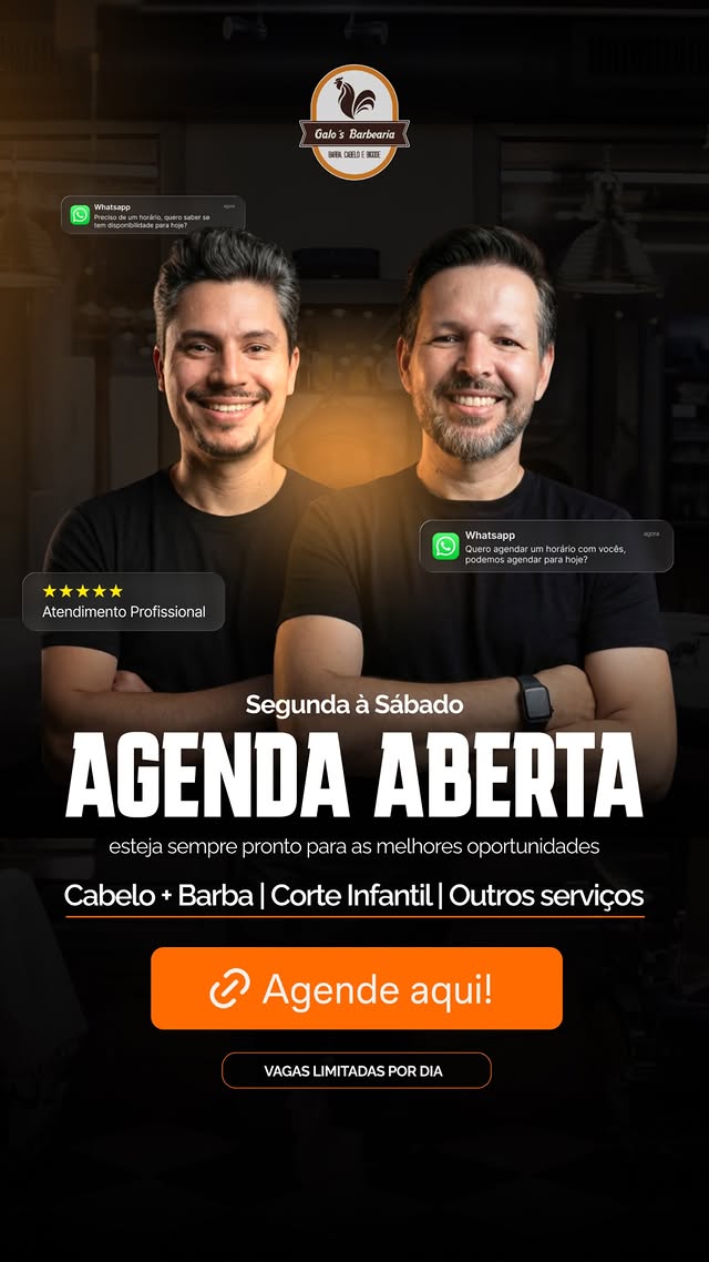 Agenda aberta de Segunda a Sábado, clique para agendar